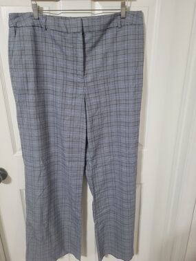 Calvin Klein Gray Plaid Wide-Leg Trousers
